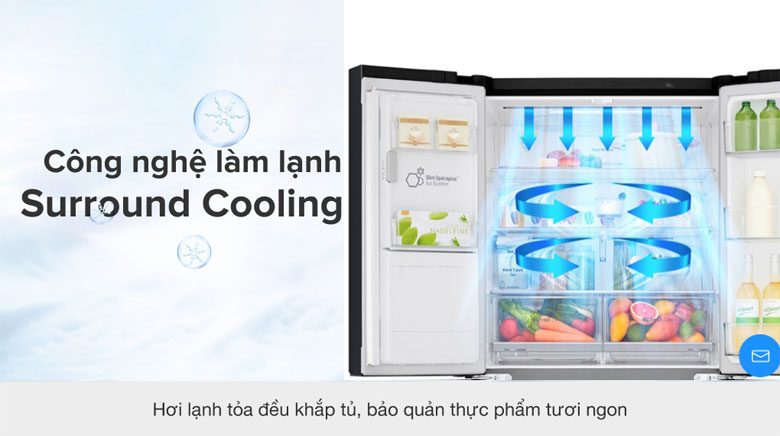 Tủ lạnh LG Inverter 494 lít GR-D22MB - Thực phẩm tươi ngon, được làm lạnh đều với chức năng Surround Cooling và Linear Cooling