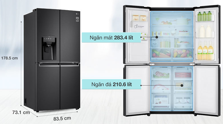 Tủ lạnh LG - Dung tích sử dụng lớn 494 lít, phù hợp cho gia đình từ 4 – 5 người