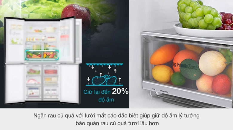 Tủ lạnh 496 lít LG - Rau củ quả tươi ngon lâu hơn nhờ ngăn Fresh Zone