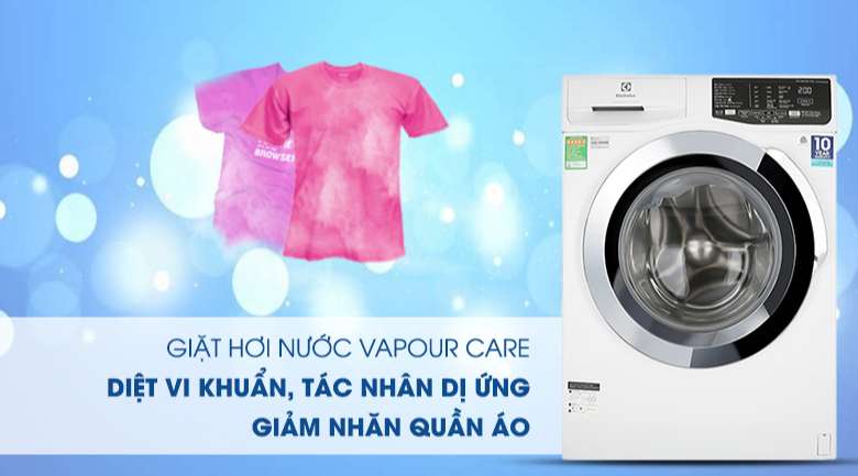 Giặt hơi nước Vapour Care ngừa dị ứng, cho quần áo mềm mại hơn - Máy giặt cửa ngang Electrolux 9kg
