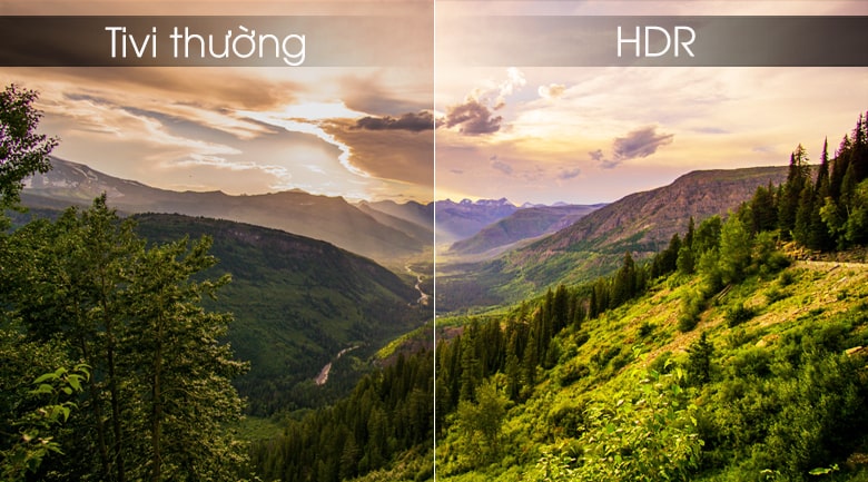 Công nghệ HDR của tivi Samsung 43 inch RU7100 giúp nâng cao độ tương phản trên từng khung hình