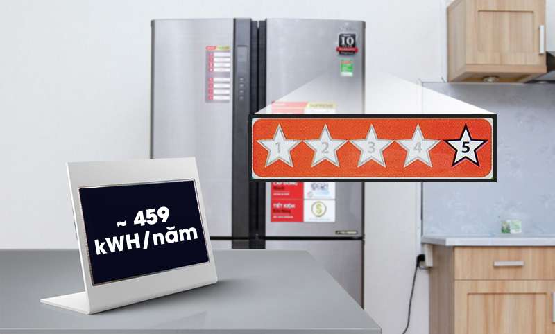 Tủ lạnh 626 lít 4 cánh - Tem năng lượng đạt chuẩn 5 sao