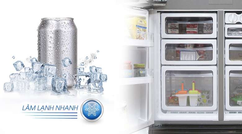 Tủ lạnh Sharp 4 cánh - Làm lạnh thực phẩm nhanh chóng