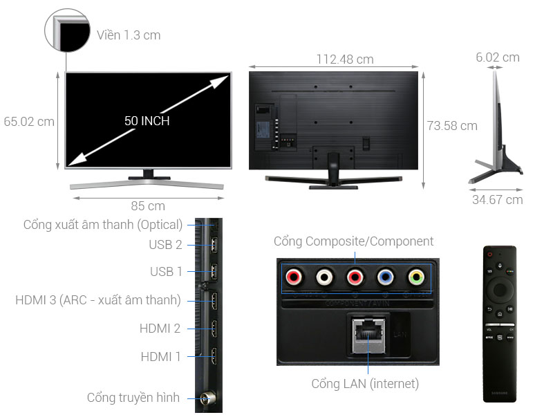 Thông tin: Smart Tivi Samsung 4K 50 inch UA50RU7400 Mẫu 2019