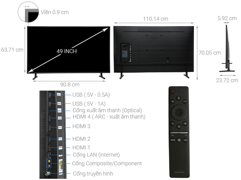 Thông tin: Smart Tivi Samsung 4K 49 inch UA49RU8000 Mẫu 2019
