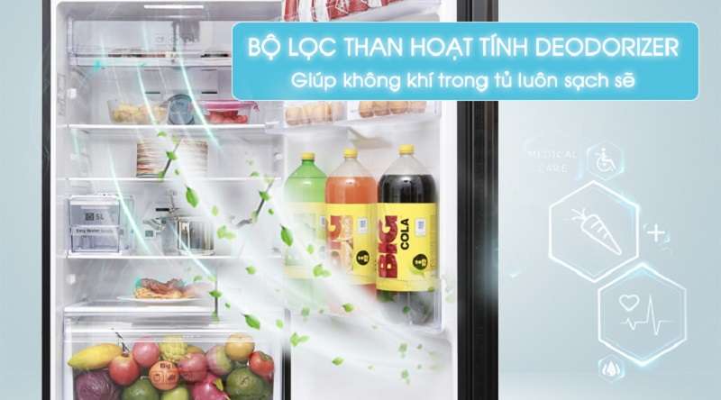 Tủ lạnh Samsung 2 cánh - Loại bỏ vi khuẩn, nấm mốc, mùi hôi với bộ lọc than hoạt tính Deodorizer
