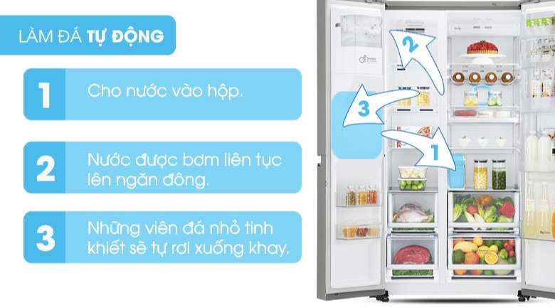Tủ lạnh Samsung side by side - Khả năng tự làm đá tiện lợi và hiện đại