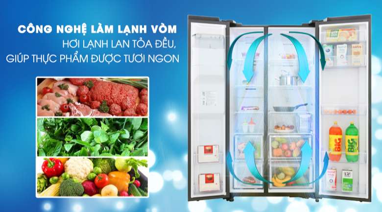 Tủ lạnh Samsung 2 cánh - Công nghệ làm lạnh vòm mang hơi lạnh phân bố đồng đều đến mọi vị trí trong tủ