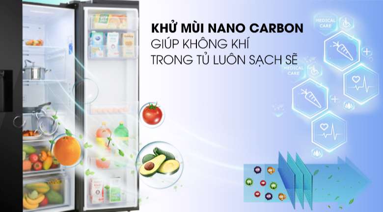 Tủ lạnh Samsung lấy nước ngoài - Bộ lọc than hoạt tính khử mùi hiệu quả, trả lại không gian trong lành cho thực phẩm