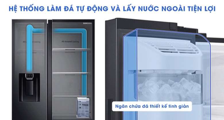 Tủ lạnh Samsung lấy nước ngoài - Tiện lợi với chức năng làm đá tự động