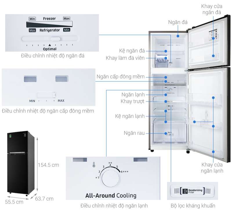 Tủ lạnh Samsung Inverter 236 lít RT22M4032BU/SV Mới 2020