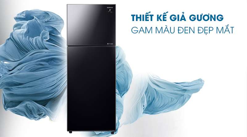Tủ lạnh Samsung 2 cánh - Thiết kế sang trọng với mặt kim loại phủ sơn giả gương màu đen đẹp mắt