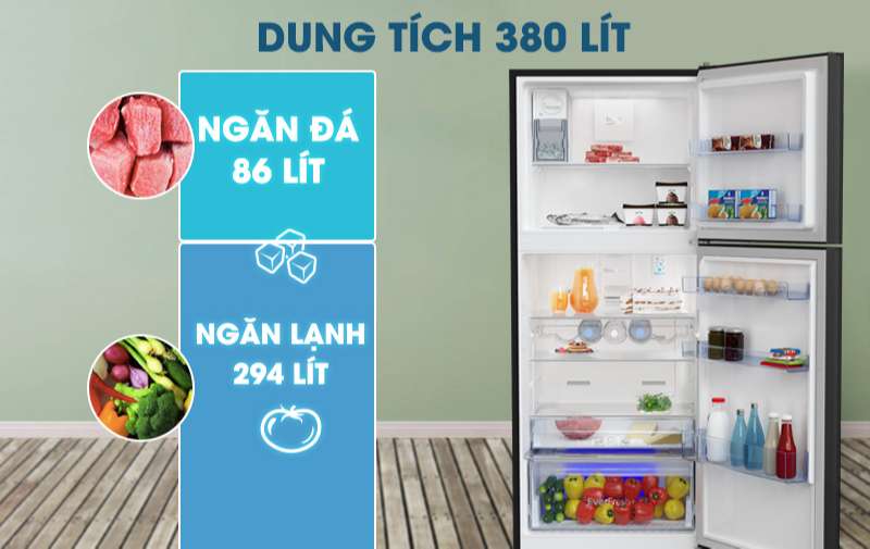 Tủ lạnh Samsung 2 dàn lạnh - Dung tích 380 lít, phù hợp gia đình từ 3 - 4 người