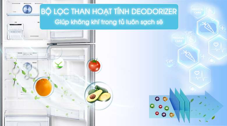 Tủ lạnh Samsung inverter - Bộ lọc than hoạt tính Deodorizer loại bỏ mùi hôi khó chịu từ thực phẩm