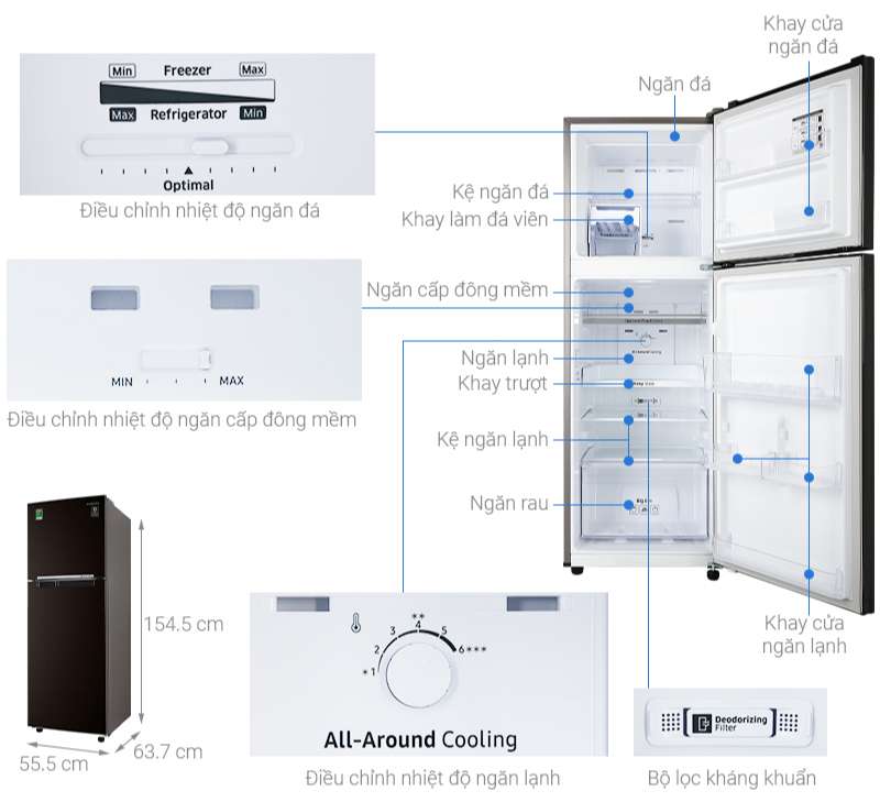 Tủ lạnh Samsung Inverter 236 lít RT22M4032BY/SV Mới 2020