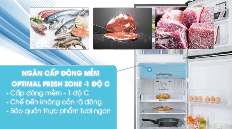 Tủ lạnh Samsung RT22M4032BY/SV - Thịt cá tươi ngon, ăn trong ngày không cần rã đông với ngăn đông mềm -1 độ C Optimal Fresh Zone