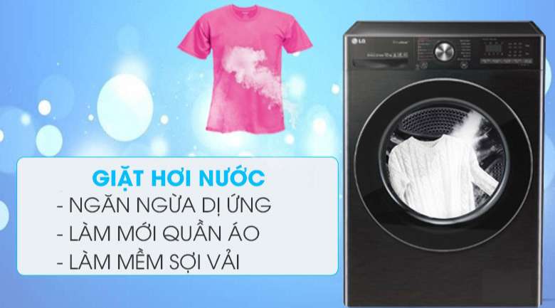 Máy giặt sấy LG - Giặt hơi nước tiêu diệt vi khuẩn, làm mềm sợi vải
