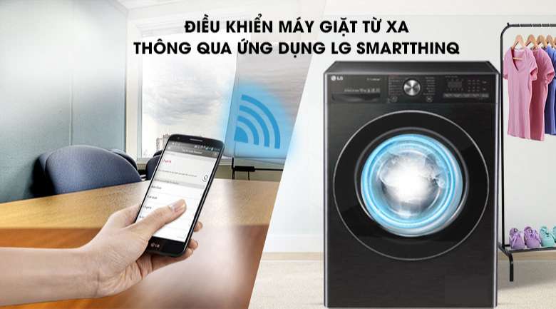 Máy giặt LG giặt hơi nước - Cho phép điều khiển máy giặt từ xa qua ứng dụng SmartThinQ