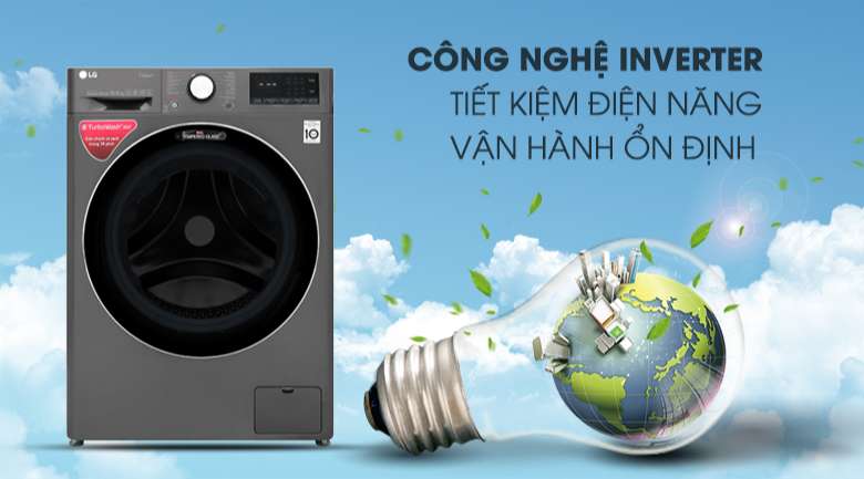 Máy giặt LG 10.5kg - Công nghệ Inverter mang đến khả năng tiết kiệm điện, nước hiệu quả