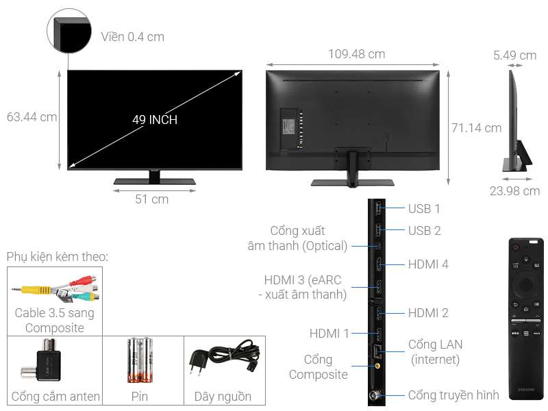 Smart Tivi QLED Samsung 4K 49 inch QA49Q80T Mới 2020