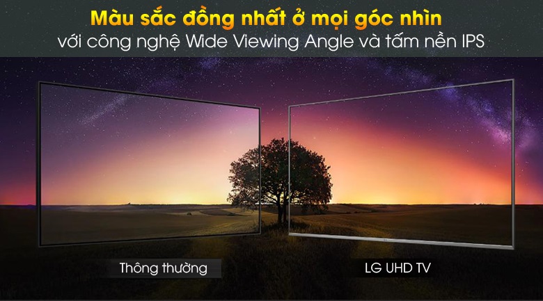 LG 55UN7000PTA màu sắc đồng nhất ở mọi góc nhìn nhờ công nghệ Wide Viewing Angle và tấm nền IPS