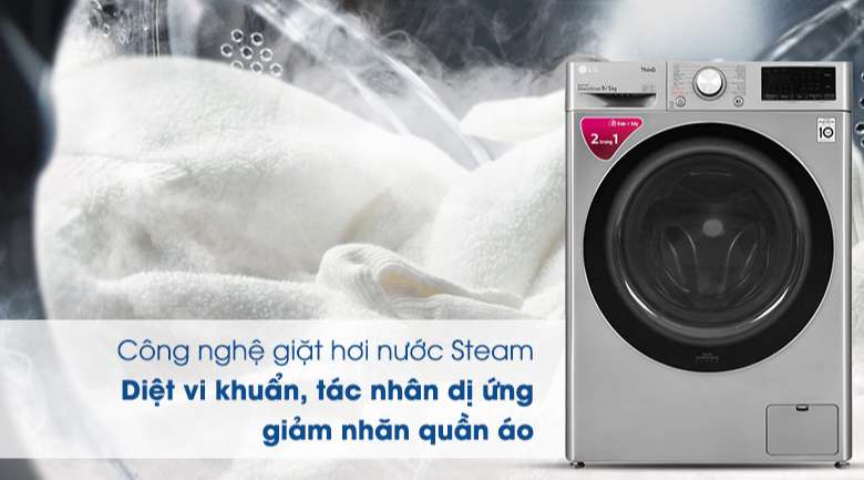 LG FV1409G4V bảo vệ làn da, loại bỏ các tác nhân gây dị ứng với công nghệ giặt hơi nước Steam