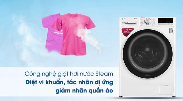 Máy giặt LG FV1409S4W - Bảo vệ làn da, loại bỏ các tác nhân gây dị ứng với công nghệ giặt hơi nước Steam