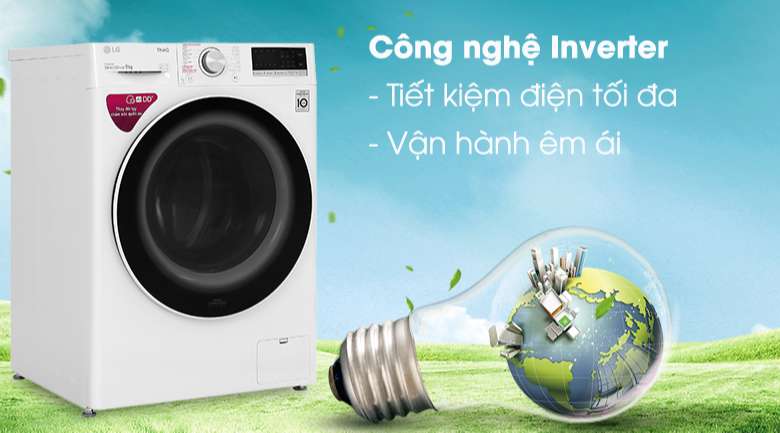 Máy giặt LG 9kg - Tiết kiệm điện hiệu quả với công nghệ Inverter