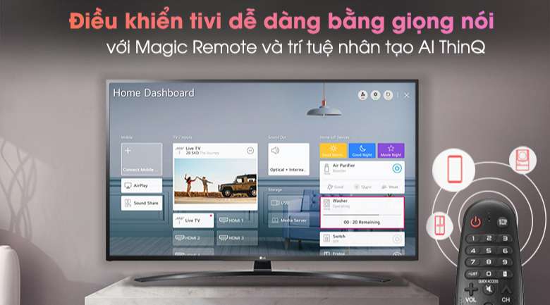 Tivi LG UN7400PTA - Cuộc sống của bạn trở nên thuận tiện hơn với trí tuệ nhân tạo AI ThinQ và Magic Remote