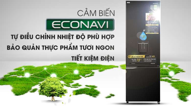 NR-BC360WKVN - Tiết kiệm điện năng tiêu thụ vượt trội với công nghệ cảm biến Econavi