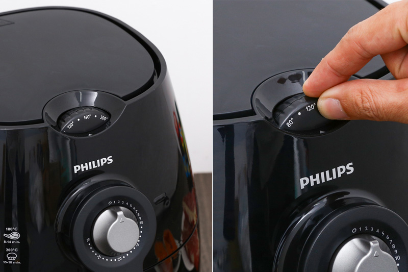 Philips HD9220 - Điều chỉnh nhiệt độ dễ dàng theo từng món ăn với nhiệt độ từ 80 - 200 độ C, cho các món nướng ngon đúng chuẩn