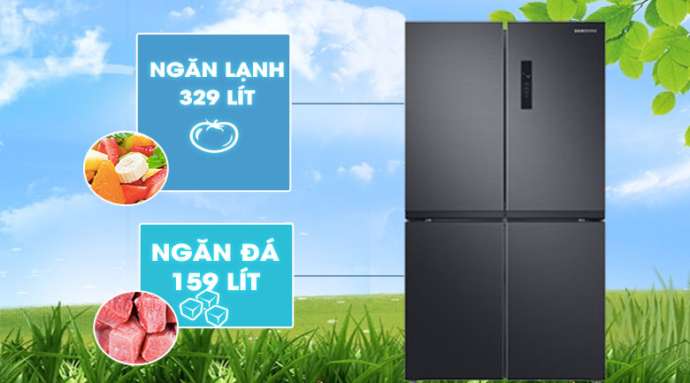 Tủ lạnh Samsung dung tích 488 lít chứa được nhiều thực phẩm phù hợp gia đình 4 - 5 người