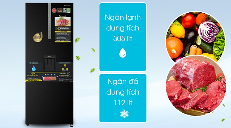 Tủ lạnh Panasonic cấp đông mềm - Dung tích lớn 417 lít phù hợp với gia đình có từ 4 - 5 người