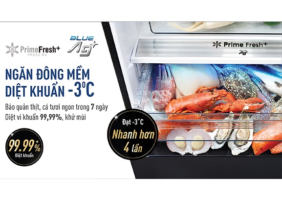 Panasonic NR-BX421WGKV - Bảo quản thịt cá tươi ngon, chế biến không cần rã đông với ngăn cấp đông mềm thế hệ mới Prime Fresh+