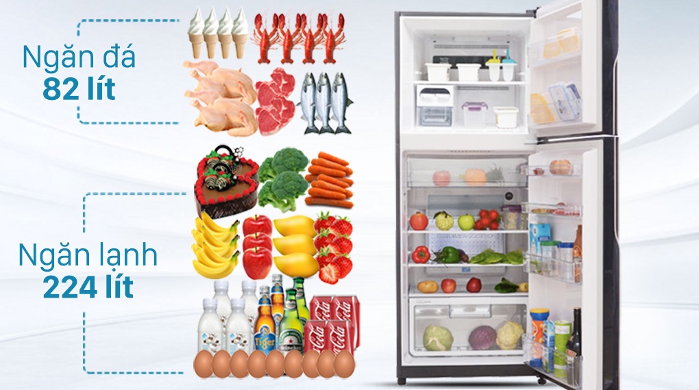 Tủ lạnh Panasonic - Dung tích 306 lít, phù hợp gia đình từ 3 - 4 người