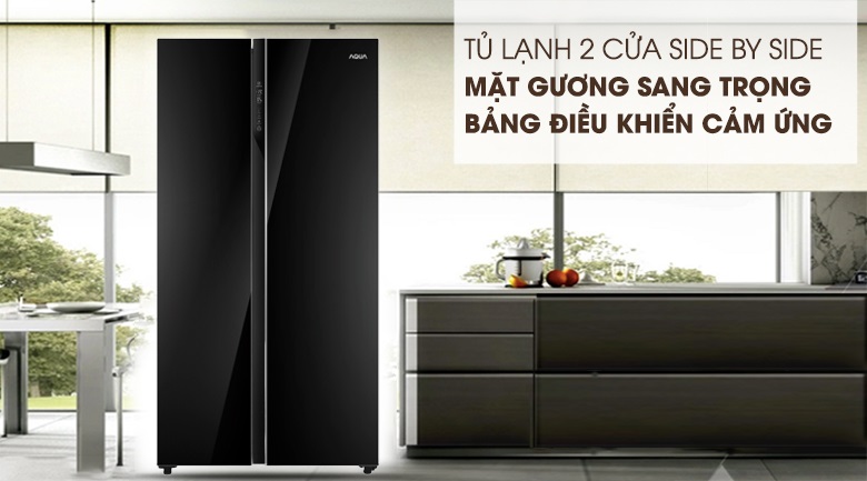 Tủ lạnh AQUA AQR-IG696FS(GB) - Thiết kế side by side sang trọng, đẳng cấp