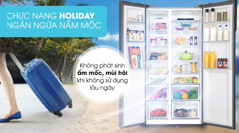 Tủ lạnh side by side Aqua - Độc đáo với chức năng Holiday ngăn nấm mốc gây mùi
