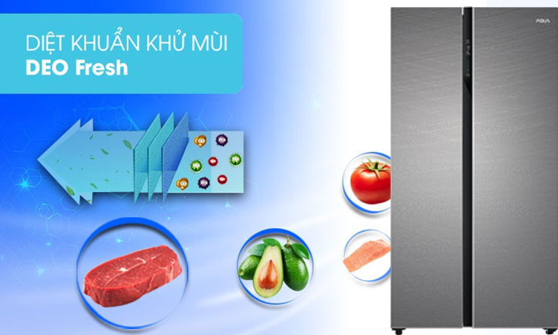 Tủ lạnh Aqua 602 lít - Tiêu diệt vi khuẩn và ngăn chặn mùi hôi khó chịu nhờ công nghệ kháng khuẩn khử mùi DEO Fresh