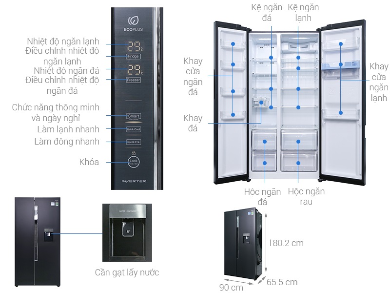 Tủ lạnh Aqua Inverter 510 lít AQR-I565AS BS