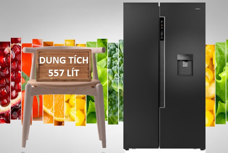 Tủ lạnh Aqua AQR-I565AS(BS) - Tủ lớn side by side sang trọng, lịch lãm