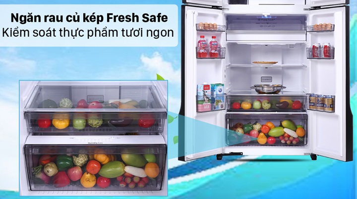 NR-DZ601VGKV - Kiểm soát thực phẩm tươi ngon nhờ ngăn rau củ kép Fresh Safe