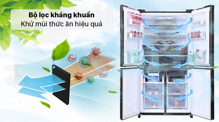 Tủ lạnh 4 cánh Sharp - Khử mùi thức ăn hiệu quả nhờ bộ lọc kháng khuẩn