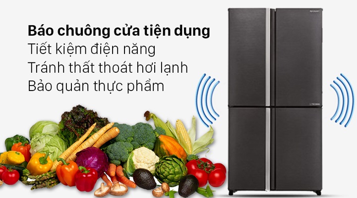 Tủ lạnh Sharp 572 lít - Báo chuông cửa tiện dụng, tránh lãng phí điện