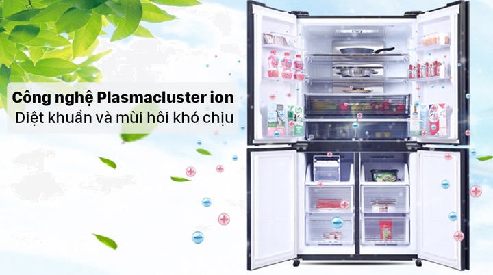 Tủ lạnh Sharp SJ-FXP600VG-BK - Mang lại bầu không khí sạch khuẩn, khử mùi tối ưu với công nghệ Plasmacluster ion