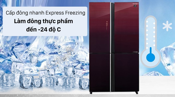 Sharp SJ-FXP600VG-MR - Làm đông thực phẩm đến -24 độ C với cấp đông nhanh Express Freezing