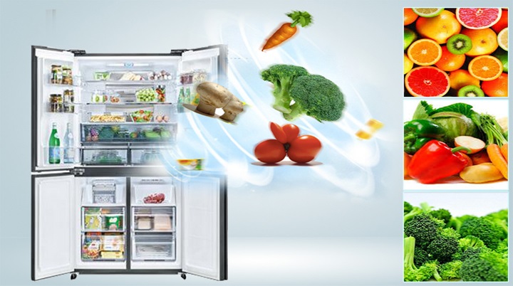 Tủ lạnh 4 cánh Sharp - Giúp rau củ tươi lâu trong ngăn trữ rau quả Moisture Capsule