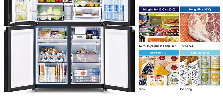 Tủ lạnh Hitachi 569 lít R-WB640VGV0(D) GMG - Tối ưu hóa không gian lưu trữ với ngăn Chuyển Đổi Đa Năng Selectable Zone