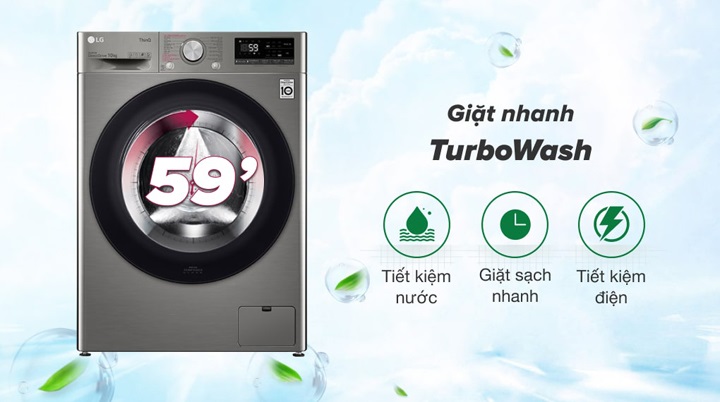 Máy giặt LG cửa ngang 10kg - Giặt nhanh hơn và sạch hơn với công nghệ TurboWash