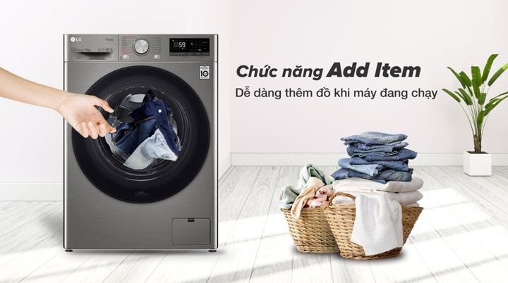 Máy giặt LG 10kg FV1410S4P - Hạn chế việc sót quần áo khi giặt với tính năng Add Item