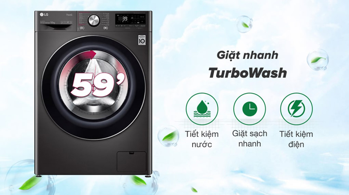 Máy giặt LG cửa trước 10kg - Giặt nhanh và sạch toàn diện cùng công nghệ TurboWash